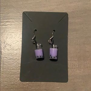 Purple boba earrings